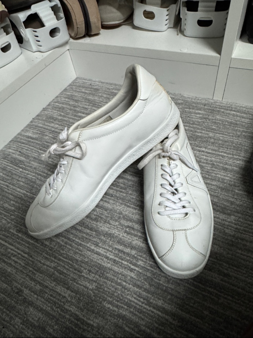 Aquazzura All-White Leather Low-Top Sneakers